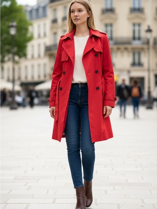 Banana Republic Factory Jackets & Blazers - W3 Banana Republic Factory Red Double-Breasted Trench Coat